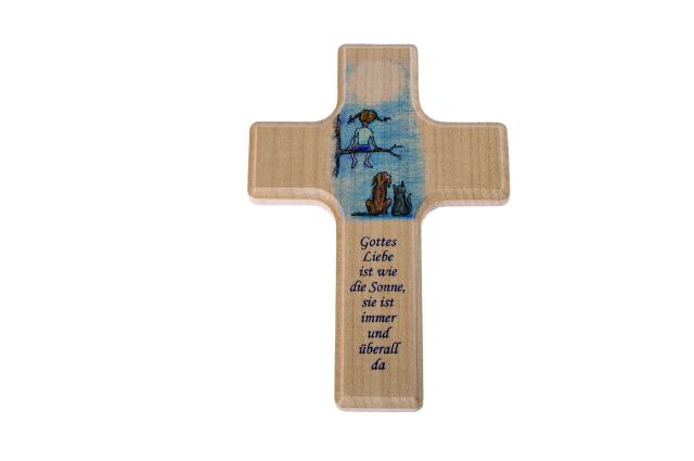Großes Holzkreuz für Kinder, Glückskind (674.2)