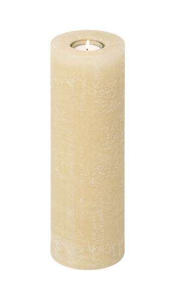 Kerzenrohling Rustik Kerze mit Teelichteinsatz Champagner 25 x 8 cm