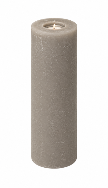 Kerzenrohling Rustik Kerze mit Teelichteinsatz Taupe 25 x 8 cm