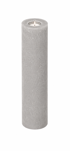 Kerzenrohling Rustik Kerze mit Teelichteinsatz Basalt 30 x 10 cm